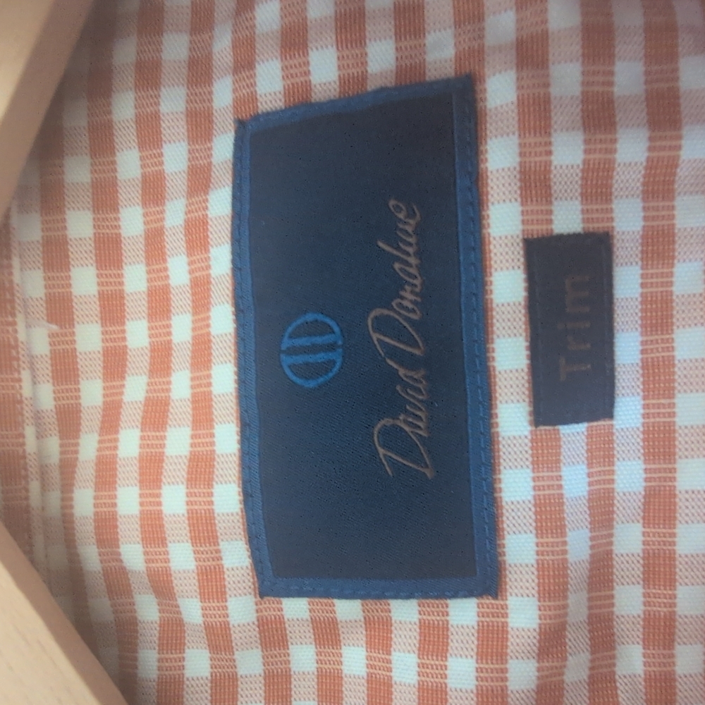 David Donahue Men's Orange Checkered Shirt - Size XLT (17/37) - Picture 2 of 7